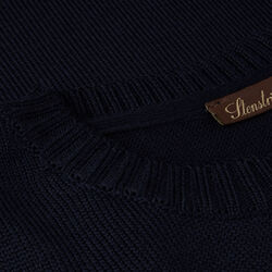 Sweater Knitted Crew Neck Chunky, navy, Stenströms