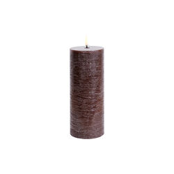 LED pillar candle, Brown, Rustic, 7,8x20 cm, Uyuni Lighting