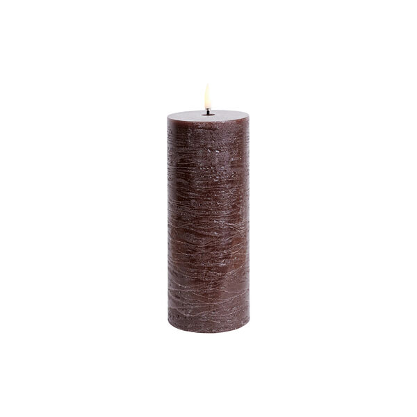 LED pillar candle, Brown, Rustic, 7,8x20 cm, Uyuni Lighting