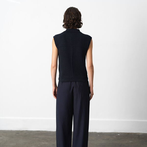 ROLAND KNIT COLLARED GILET, indigo, French Connection