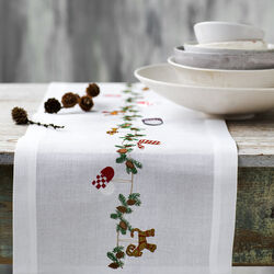 Julebordløper med klassiske motiver, hvit, Langkilde & Søn