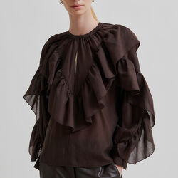 Fria Frill Blouse, chocolate plum Fria Frill Blouse, chocolate plum, Second Female
