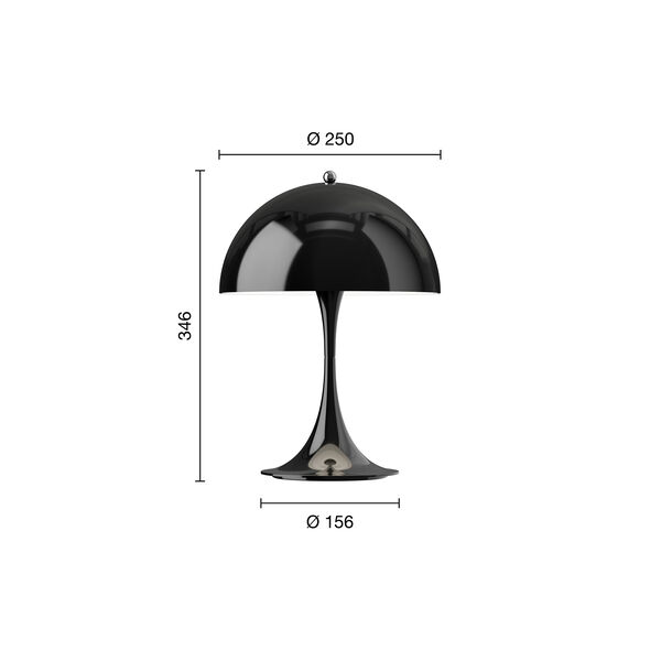 Panthella 250 Portable bordlampe, opaque black, Louis Poulsen