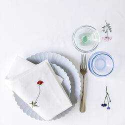 FLORA serviett med valmue 50x50 cm, hvit, Langkilde & Søn