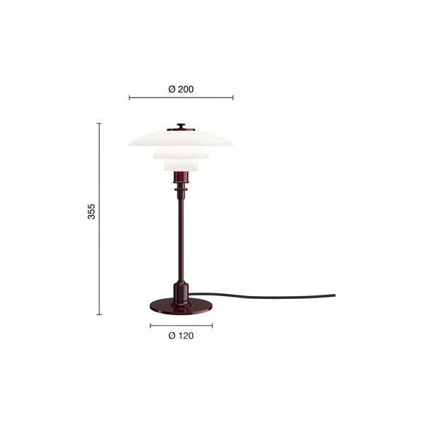 PH 2/1 Bordlampe, glossy burgundy, Louis Poulsen