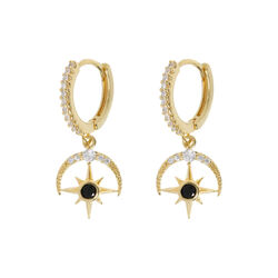 Elvira - Moon and Star Crystal Hoop &oslash;reringer, gull, timi of Sweden