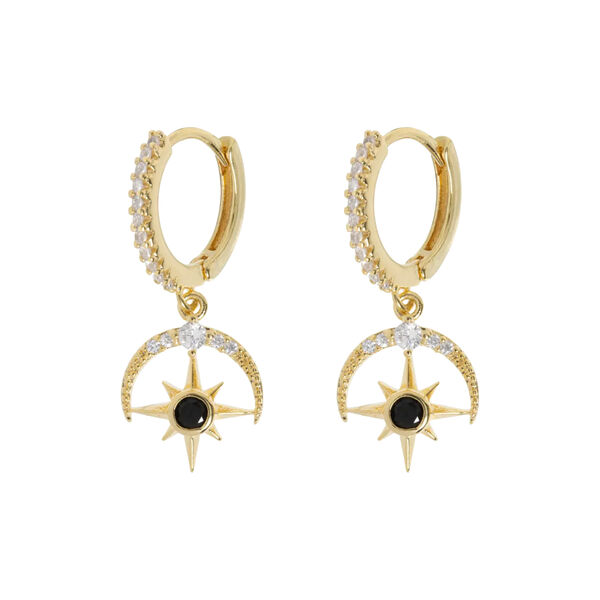 Elvira - Moon and Star Crystal Hoop &oslash;reringer, gull, timi of Sweden