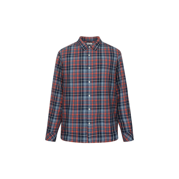 Regular fit small checked flannel shirt - GOTS/Vegan, blue check, KnowledgeCotton Apparel 
