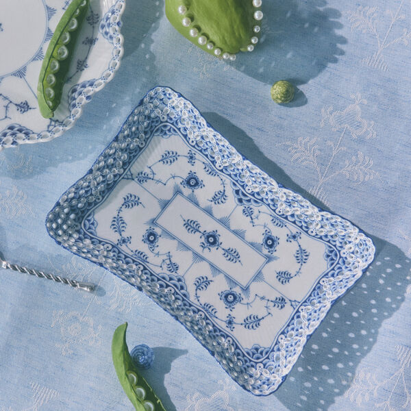 Musselmalt Helblonde rektangul&aelig;r fat, Royal Copenhagen