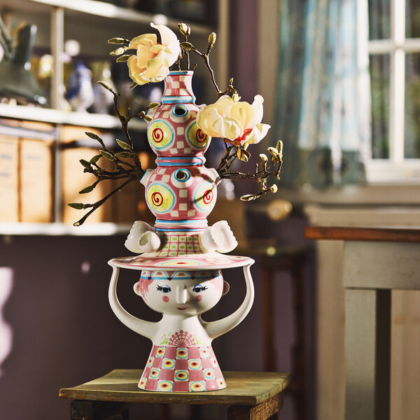 Lady with hat Vase, pink, Bj&oslash;rn Wiinblad