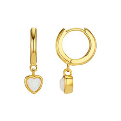 Opal Heart Hoop Earrings, pale gold, Orelia