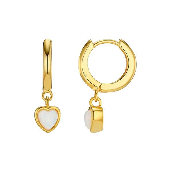 Opal Heart Hoop Earrings, pale gold, Orelia