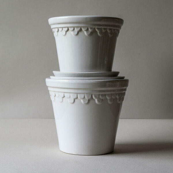 Københavner GLAZED krukke med underfat, mineral white Københavner GLAZED krukke med underfat, mineral white, Bergs Potter
