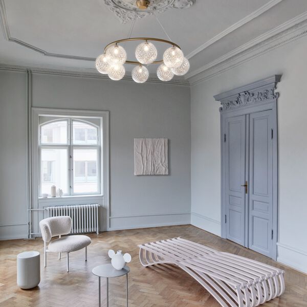 Miira 8 Circular Pendant, brass/optic clear, Nuura