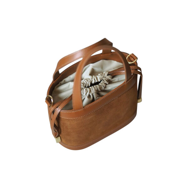 Semsket skinnveske med sn&oslash;ring, konjakk, 7 DAYS