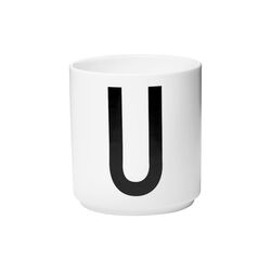 Arne Jacobsen porselenskopp, U, Design Letters