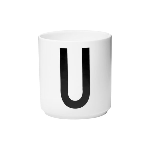 Arne Jacobsen porselenskopp, U, Design Letters