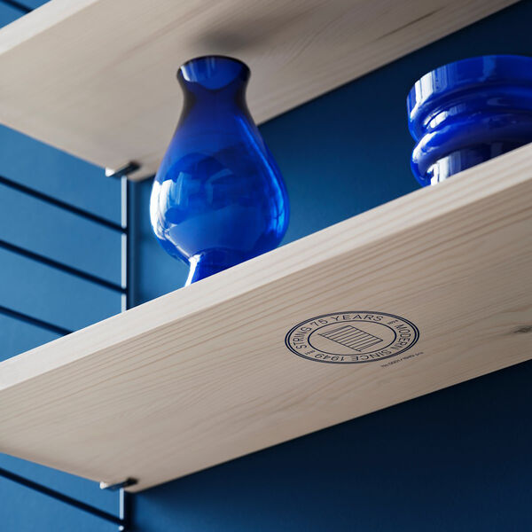 String 1949-2024, blue/white oiled pine, String Furniture