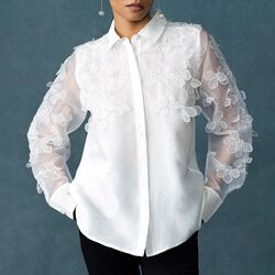 CAMDEN 3D FLORAL SHIRT, summer white, French Connection