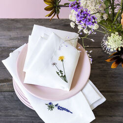 FLORA serviett med løvetann 50x50 cm, hvit, Langkilde & Søn