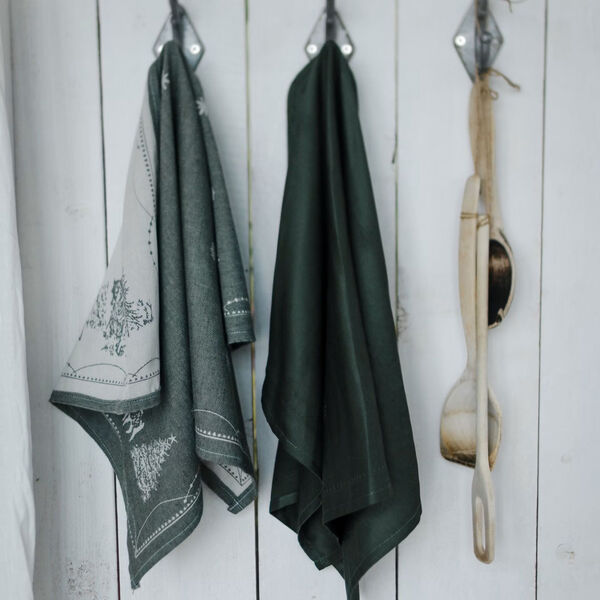 Julemorgen damask kj&oslash;kkenh&aring;ndkle 50x70 cm, gr&oslash;nn, Wik & Wals&oslash;e