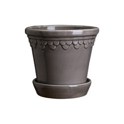 K&oslash;benhavner GLAZED krukke med underfat, pearl grey, Bergs Potter