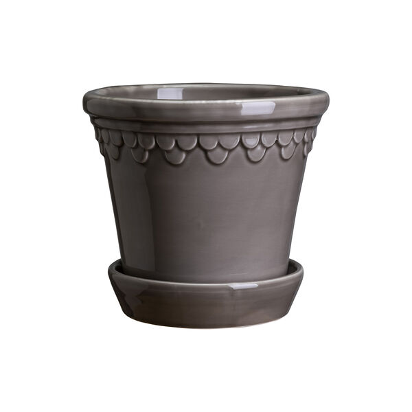 K&oslash;benhavner GLAZED krukke med underfat, pearl grey, Bergs Potter