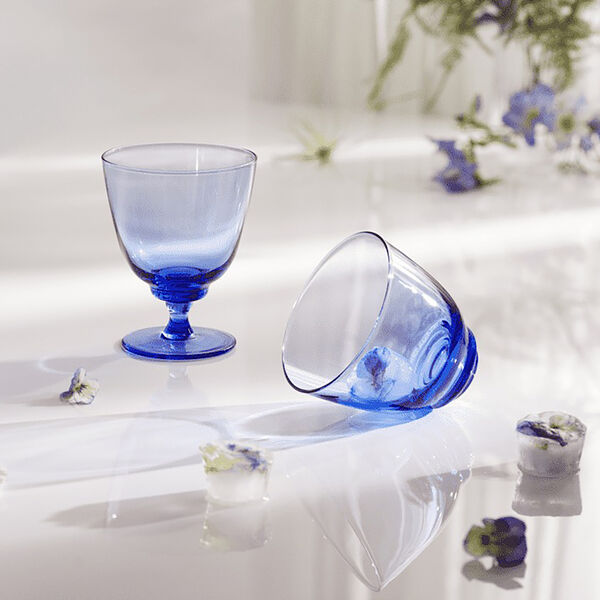 Flow vannglass, m&oslash;rk bl&aring;, Holmegaard