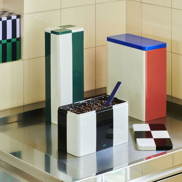 Tin beholder, black/off-white, HAY