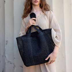 RAFFIA&nbsp;Tote&nbsp;Bag, black, Bella Ballou