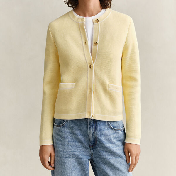 COTTON KNIT JACKET, vanilla yellow, Gant