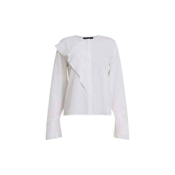 CREPE LIGHT ASYMM FRILL skjorte, winter white, French Connection