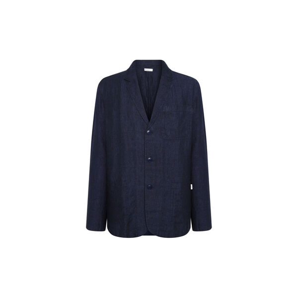 Linen blazer- GOTS/Vegan, yarndyed - total eclipse, KnowledgeCotton Apparel 