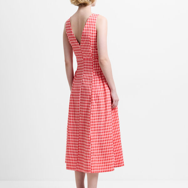 SHEILA CHECKS MIDI DRESS, red/pink gingham, French Connection