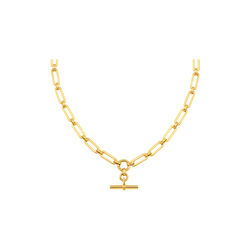 LUXE Line&aelig;rt T-Bar halskjede, 18k gold, Orelia