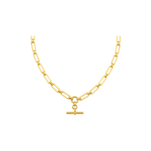 LUXE Line&aelig;rt T-Bar halskjede, 18k gold, Orelia