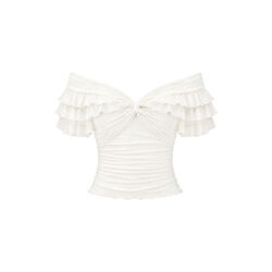 &Eacute;louise Ruffle Offshoulder top, ivory, N&uacute;noo