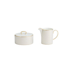 Gio Gold sukkersk&aring;l og fl&oslash;tekanne, gull/hvit, Wedgwood