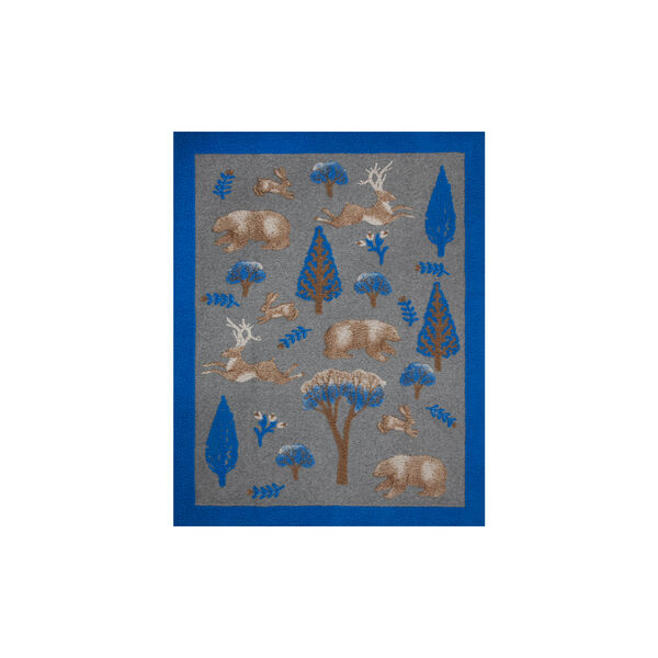 Vinter eventyr pledd - kort ull, blå/brun, Frati Home