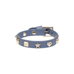 Leather Sign Stud armb&aring;nd, steel blue, DARK department
