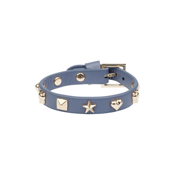 Leather Sign Stud armb&aring;nd, steel blue, DARK department
