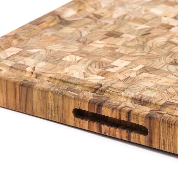 BUTCHER BLOCK skj&aelig;rebrett med saftrille Stort, TeakHaus