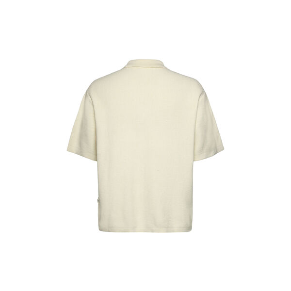 Boxy short sleeve structured knitted shirt - Regenerative Organic Certified™ - GOTS/Vegan, egret, KnowledgeCotton Apparel 