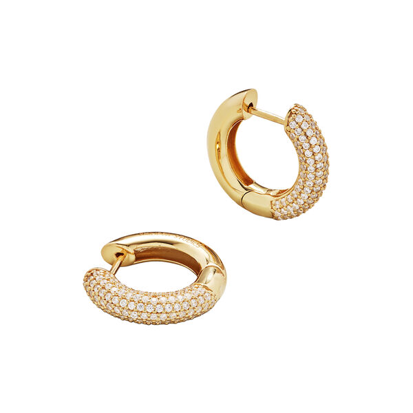 Bold Pave Hoops Medium, gull, Philippa Studios