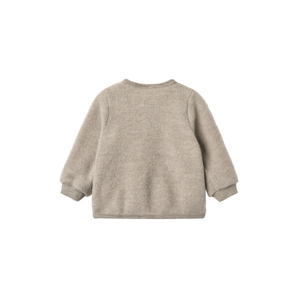 Wool Fleece Cardigan Kari, 3204 khaki melange, Wheat