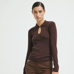ChassyRS strikk bluse, dark brown, Résumé