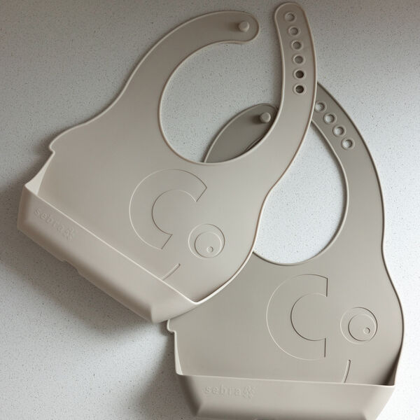Fanto Silicone Bib Set, jetty beige, Sebra