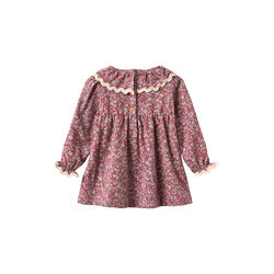 Dress L/S Collar Elvira, 9773 grape flowers, Wheat