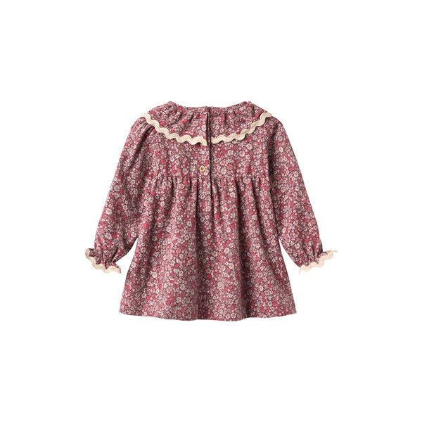 Dress L/S Collar Elvira, 9773 grape flowers, Wheat
