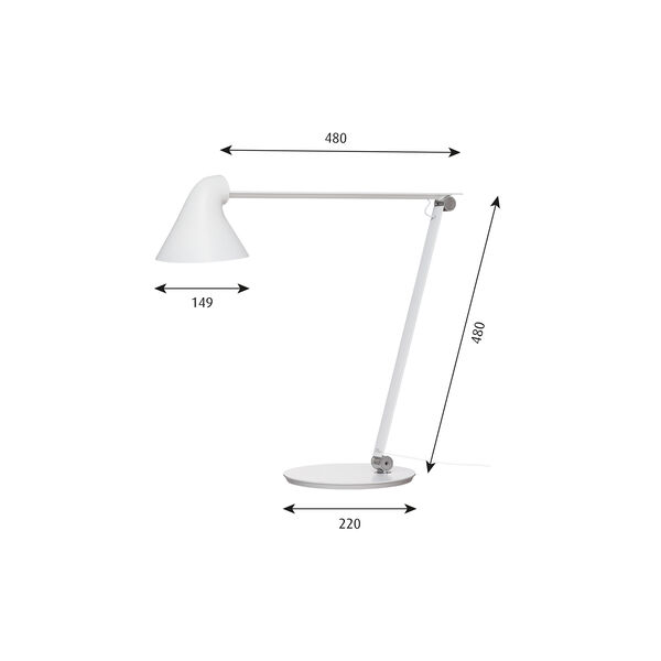 NJP bordlampe, hvit, Louis Poulsen